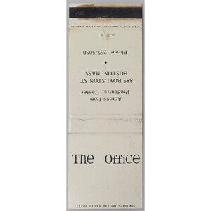 VTG Front Strike Matchbook Cover The Office Boston MA Unusual Cocktail Lounge